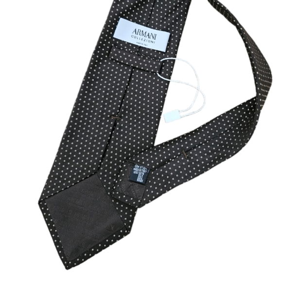 🆕ARMANI COLLEZIONI Brown Polka Dot Silk LUXURY Tie ITALY - Picture 3 of 3